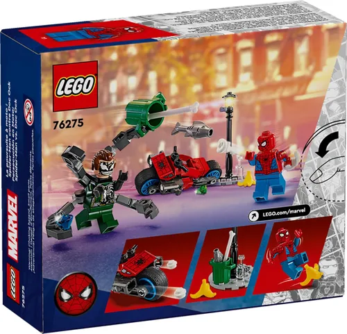 Miniatura 6 de LEGO Marvel Motorcycle Chase: Spider-Man vs. Doc Ock, juguete de construcción para niños con tiradores y lanzadores de red, 2 minifiguras de Marvel