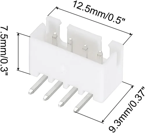 Miniatura 2 de MECCANIXITY Conector de 0.100 in, adaptador macho de 4 pines, cabezal de clavija de ángulo recto, enchufe blanco para conexión de cable a placa