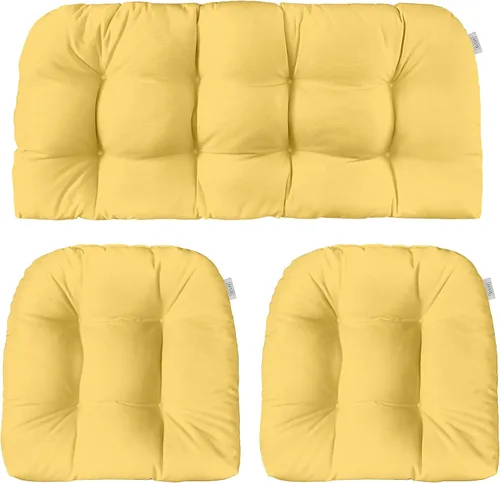 Miniatura 64 de RSH DECOR: Sunbrella - Juego de 3 cojines de mimbre copetudos 41 x 19 pulgadas y 19 x 19 pulgadas Fabricado con tela de rendimiento Sunbrella