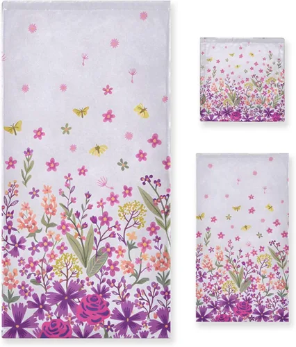Miniatura 10 de ALAZA Hermoso juego de 3 toallas de baño decorativas de lujo, 1 toalla de baño, 1 toalla de mano, 1 toallita para la cara, suave, multiusos