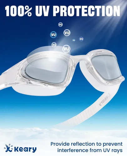 Miniatura 5 de Keary Gafas de natación para adultos para hombres y mujeres, gafas de natación para jóvenes, protección UV, antivaho, gafas de agua para piscina Gris