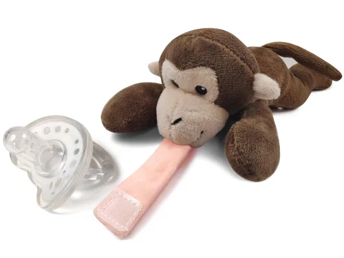 Soporte desmontable para chupete de mono, chupete de silicona suave con juguete de animales de peluche, extraíble, lavable a máquina, sin BPA para