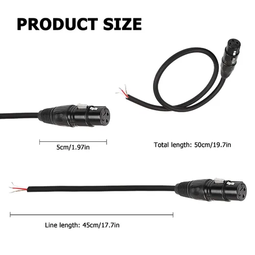 Miniatura 2 de Cable de micrófono XLR de 3 pines, XLR de 3 pines hembra a cable desnudo, cable de altavoz de extremo abierto, cable de audio de repuesto para DJ/PA
