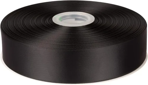 Cinta de satén de doble cara de 1-1/2 pulgadas x 100 yardas, cinta de poliéster negra para envolver regalos, decoración de boda, arreglos florales y