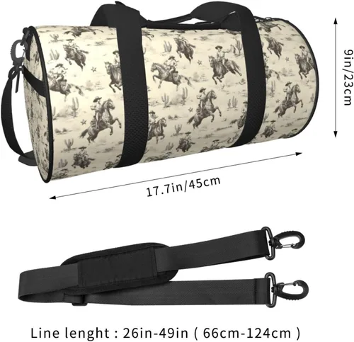 Miniatura 2 de Large Duffle Bag for Travel - Retro Western Cowboy A Print Gym Bag for Women Men, Travel Foldable Bags for Women Men with Zippered Multiple Pockets