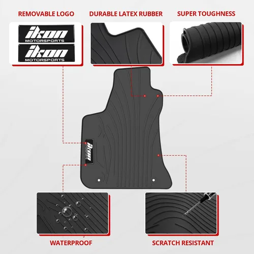 Miniatura 3 de IKON MOTORSPORTS, Alfombrillas de piso de ajuste personalizado compatibles con Dodge Charger Chrysler 300 RWD 2011-2023, látex de goma gris/gris