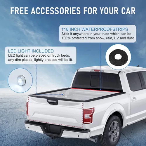 Miniatura 6 de JDMSPEED Cubierta rígida de triple pliegue de 6.8 pies (81.6 pulgadas) para caja de camioneta compatible con F-250 F-350 Super Duty 1999-2023, Suave