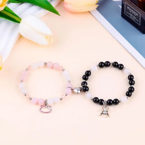 Miniatura 7 de SINCSEFK Pulseras a juego para parejas, mejores amigos, araña, gatito, televisión, niña, pulseras de amistad, pulseras de relación de larga