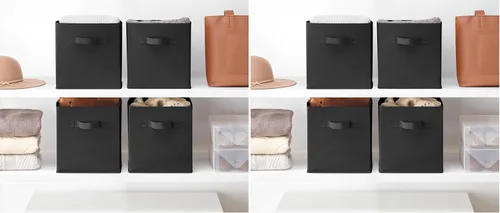 Miniatura 5 de Whitmor Paquete de 6 cubos de almacenamiento plegables de piel sintética con patrón de diamante de 12 pulgadas con asas, ideales para sala de estar