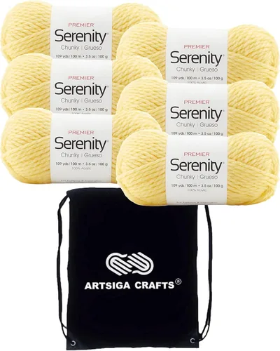 Miniatura 12 de Premier Yarns Serenity Chunky Solid Smoke 700-41 (3 madejas, el mismo lote de tinte) - Hilo acrílico grueso y voluminoso #5 para ganchillo y tejer