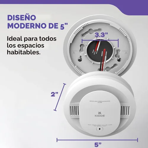 Miniatura 10 de Kidde - Detector de humo, funciona con pilas AA, indicadores de luz de advertencia LED, paquete de 1 unidad, blanco, 30CUAR