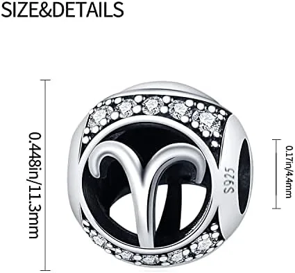 Miniatura 3 de Zodiac Sign Bead Birthday Charms 925 Sterling Silver Birthstone Charms Fits Women's Charm Bracelet & Necklace Bangle Gifts for Girls & Friends