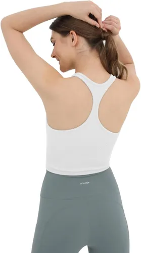 Miniatura 3 de ODODOS - Camiseta corta sin mangas, camisola con tejido acanalado, sin costuras, para mujer, paquete de 3unidades