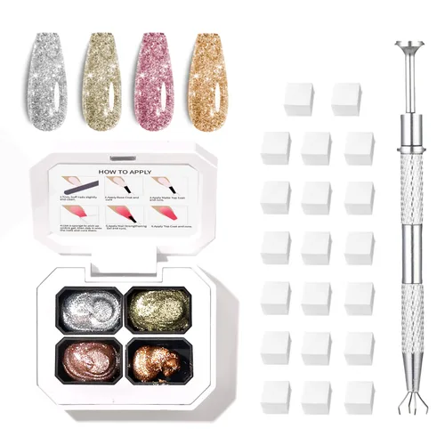 Miniatura 10 de Finger Secret - Juego de 9 colores de esmalte de uñas de gel Ombre Pat, paleta de esmaltes de gel con 20 esponjas de uñas para arte de uñas de gel