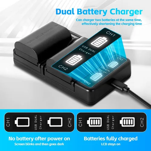 Miniatura 5 de Batería LP-E6 LP-E6N (paquete de 2) y cargador USB dual compatible con cámaras Canon EOS 5D Mark II III IV, 5DS, 5DS R, 6D, 6D Mark II, 7D, 7D Mark