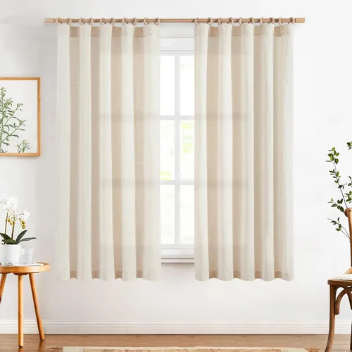 Miniatura 57 de JINCHAN Cortinas de lino de 108 pulgadas de largo, juego de 2 paneles, cortinas de ventana para sala de estar y dormitorio, cortinas