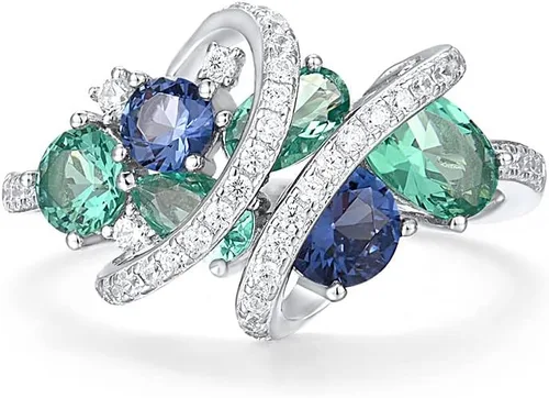 Miniatura 2 de Santuzza Anillo giratorio de plata de ley 925 Anillos de circonita cúbica blanca