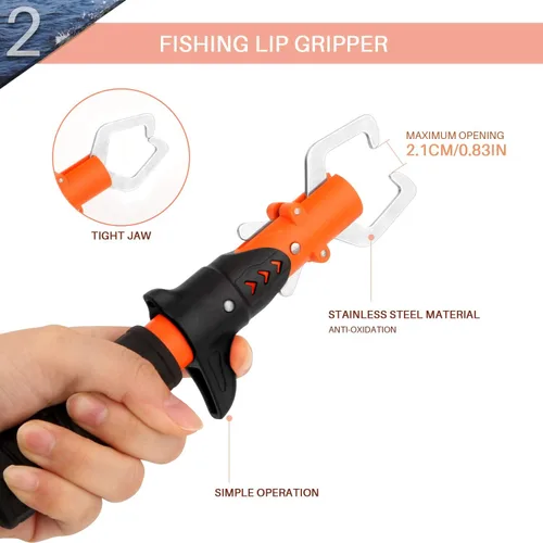 Miniatura 5 de mouhike Kit de herramientas de pesca, alicates de pesca, pinza de labios de pescado, removedor de anzuelos de pesca, báscula digital de pesca