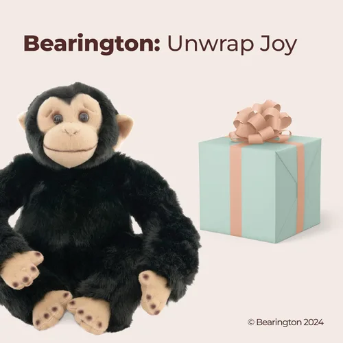 Miniatura 5 de Bearington Bing The Stuffed Monkey Plush – Juguete de peluche de chimpancé de 10.5 pulgadas con piel suave y características realistas, adorable