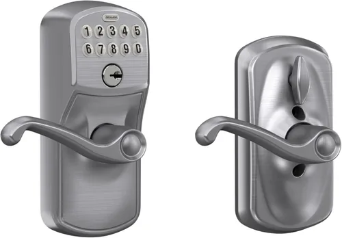 Miniatura 29 de SCHLAGE FE595 CAM 622 GEO Entrada con teclado con cerradura electrónica Flex, negro mate