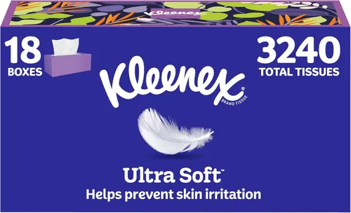 Miniatura 14 de Kleenex - Pañuelos faciales ultrasuaves, 8 cajas planas, 180 pañuelos por caja, 3 capas, el embalaje puede variar Blanco