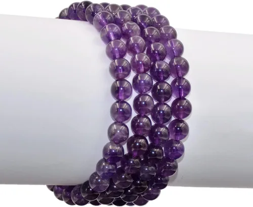 Miniatura 3 de AD Beads Pulsera elástica de cuentas redondas de piedras preciosas naturales, curación Reiki, 0.315 in