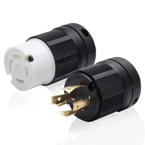 STARELO Enchufe de bloqueo de 30 amperios/conector para grupo electrógeno, NEMA L14-30P y L14-30C, 125/250V 3 polos 4 cables con conexión a tierra,