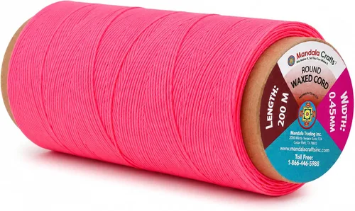 Miniatura 123 de Mandala Crafts Hilo encerado plano de 24 colores surtidos para costura de cuero, 55 x 24 yardas, hilo de poliéster 150D 0.031 in para cueros
