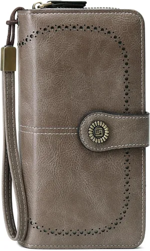 Miniatura 11 de VONCOSS Cartera larga con cremallera alrededor de las mujeres de gran capacidad, para tarjetas de crédito, soporte para teléfono, embrague