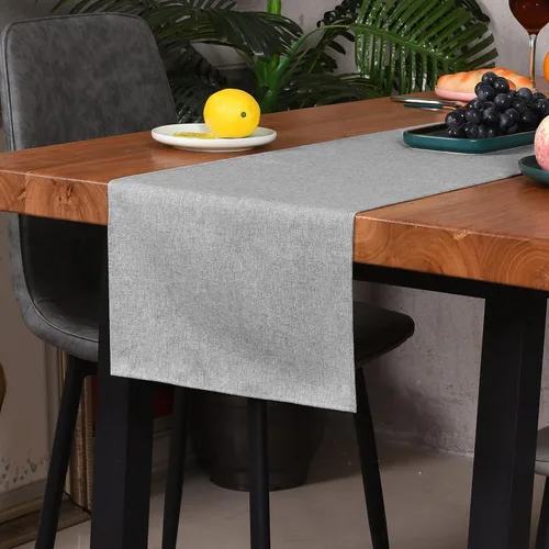 Miniatura 2 de Camino de mesa de 13 x 72 pulgadas de largo, algodón lino estilo granja gris mantel de mesa para cocina, comedor, mesa de café, fiestas, boda