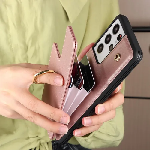 Miniatura 5 de Funda para teléfono Samsung Galaxy S21 Ultra con tarjetero para mujeres y niñas (6.8 pulgadas), funda tipo cartera [no para S21] con anillo