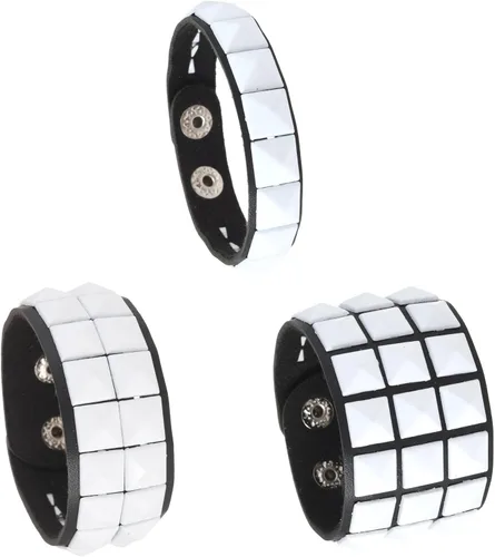 Miniatura 13 de 3 pulseras punk, pulseras de cuero con tachuelas, pulsera emo, pulseras góticas ajustables para hombres y mujeres