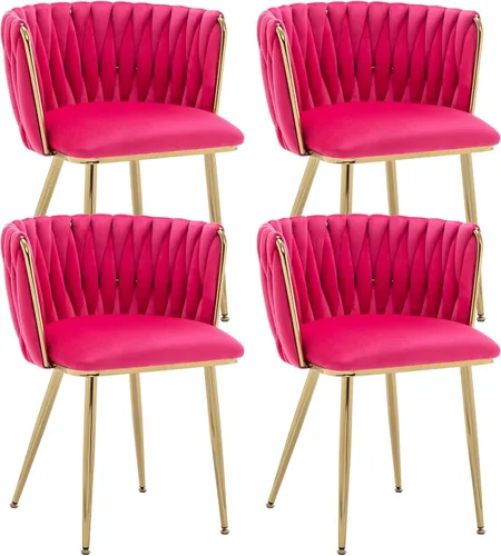 Miniatura 22 de Juego de 2 sillas de comedor de terciopelo Kiztir, sillas tapizadas de comedor con patas de metal dorado, lujosas sillas de comedor acolchadas