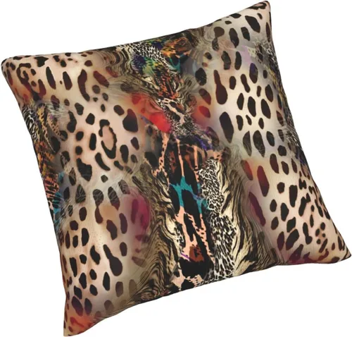 Miniatura 5 de Juego de 2 fundas de almohada con estampado de leopardo abstracto de animales africanos y vida silvestre, retro, fundas de almohada para decoración