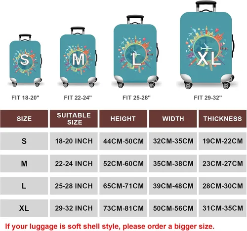 Miniatura 6 de WUJIAONIAO Funda para Equipaje de Viaje Funda para Maleta Equipaje Protector 18-32 Pulgadas, Moda