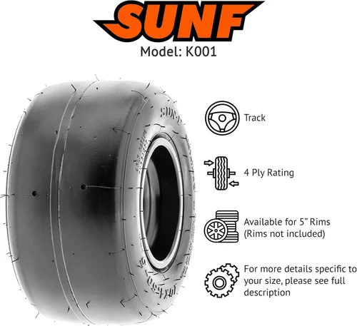 Miniatura 2 de Neumático liso para go-kart y kart-racer SunF 10x4.5.00-5, 4 capas, banda de rodadura lisa, sin cámara, llanta(s) NO incluida(s)