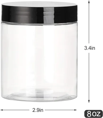 Miniatura 2 de Dabacc Tarros de plástico de 8 onzas con tapas, paquete de 24 recipientes de plástico transparente para almacenamiento de alimentos de cocina