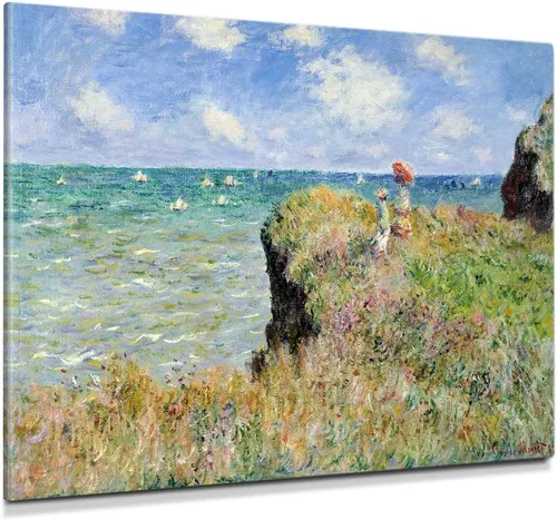 Miniatura 46 de Pinturas clásicas mundiales de Claude Monet Impresión giclée sobre lienzo alargado, pieza de galería para colgar y decorar el hogar, The CliffWalk