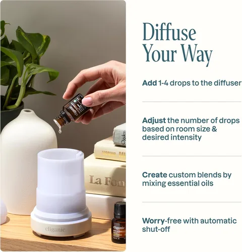Miniatura 5 de Cliganic Difusor de cerámica (negro), 3.4 fl oz ultrasónico para aceites esenciales aromaterapia, hogar y oficina