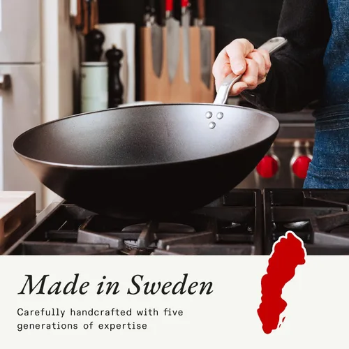 Miniatura 7 de Made In Utensilios de cocina Wok de acero al carbono sazonado de 13 pulgadas Utensilios de cocina profesionales Fabricado en Suecia