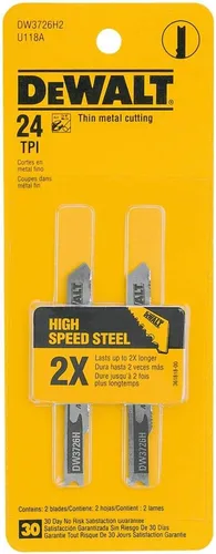 DEWALT DW3726H2 - Hoja de sierra caladora de acero de alta velocidad con vástago en U de 3 pulgadas 24TPI (2 unidades)