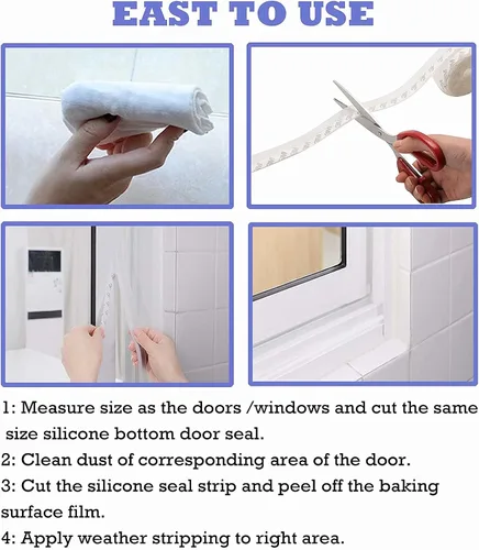 Miniatura 4 de Tira de sellado de puerta, tira de puerta inferior para puertas, adhesivo de sellado de silicona para puertas y ventanas de silicona anticolisión