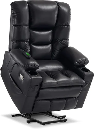 MCombo Silla Reclinable Grande de Elevación con Triple Motor con Masaje y Calefacción Dual, Reposacabezas Ajustable para Personas Mayores Altas,