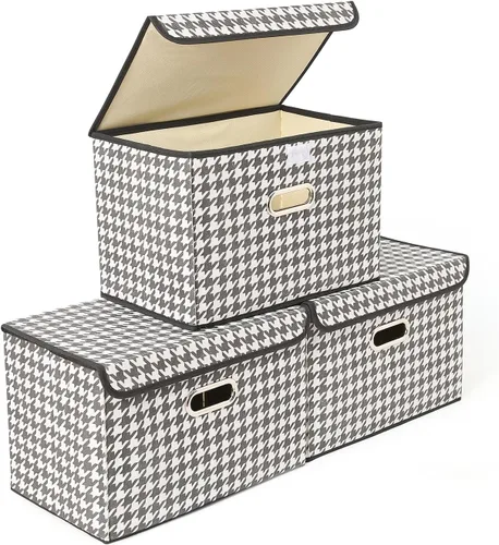 Miniatura 41 de STOREONE Contenedores de Almacenamiento de Tela en Forma de Cubo Plegables, Organizador Contenedor Cesta Plegable con Tapas y Asas de Metal