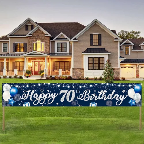 Miniatura 9 de Domgoge Cartel de decoración de feliz cumpleaños número 13, grande, azul y plateado, cartel de feliz cumpleaños de 13 años, suministros