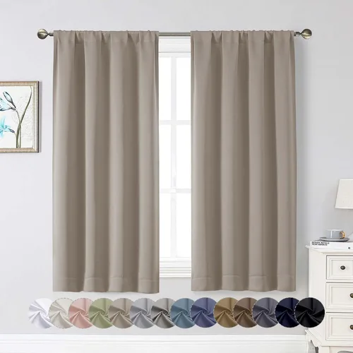 Miniatura 242 de Cortinas opacas para dormitorio, sala de estar, juego de 2 paneles de 54 pulgadas de largo, cortinas de oscurecimiento de habitación con aislamiento