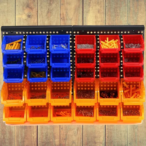 Miniatura 6 de Kit de 30 cubos de almacenamiento montados en la pared, estante organizador de herramientas, organizador de herramientas de garaje, contenedores
