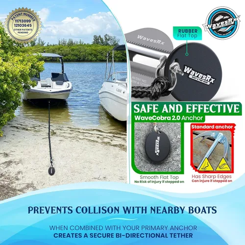 Miniatura 3 de WAVESRX Patented Aluminum Spike Beach Anchor Ultra-Light PWC, Jet Ski & Sand Anchor for Boat, Pontoon & Kayak Secure Anchoring Near Shore Ancla