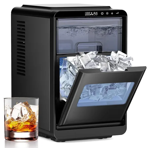 COWSAR Máquina de hielo Crescent, máquina de hielo para encimera de fusión lenta, 27 libras/24 horas, 16 piezas en 12-15 minutos, autolimpieza,