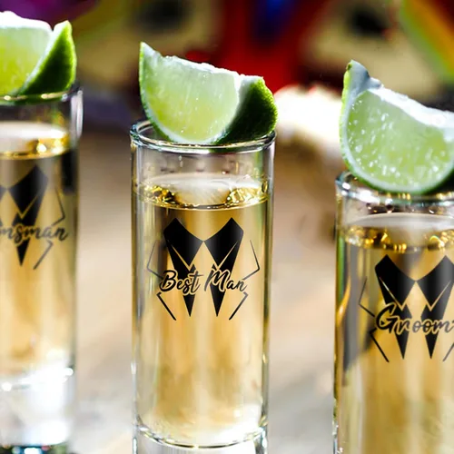 Miniatura 5 de Juego de vasos de chupito para padrinos de boda de 8 a 2 onzas con base pesada para whisky, tequila, vodka, regalos únicos para padrinos de boda